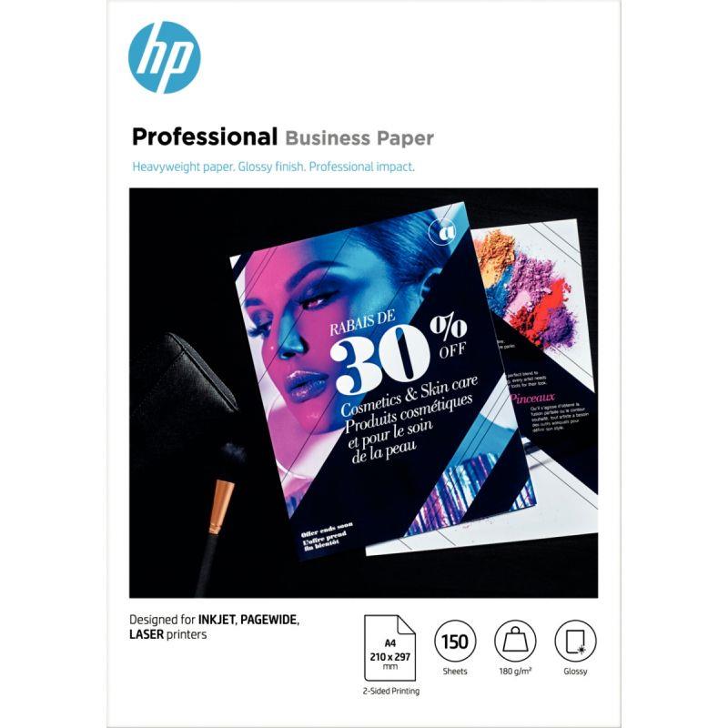 Image de  Paquet de 150 feuilles de papier glacé marque HP 3VK91A format A4 (21 x 29,7 cm) 180g 
