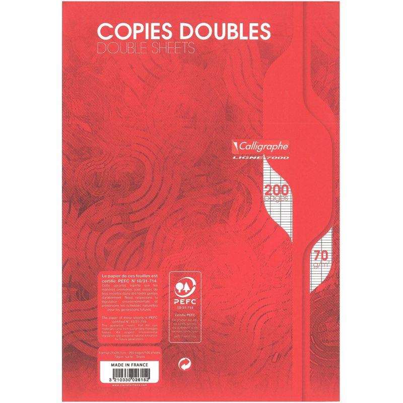 Image de  Sachet de 50 copies doubles NON perforées, format A4, seyès, papier 70g, blanc 
