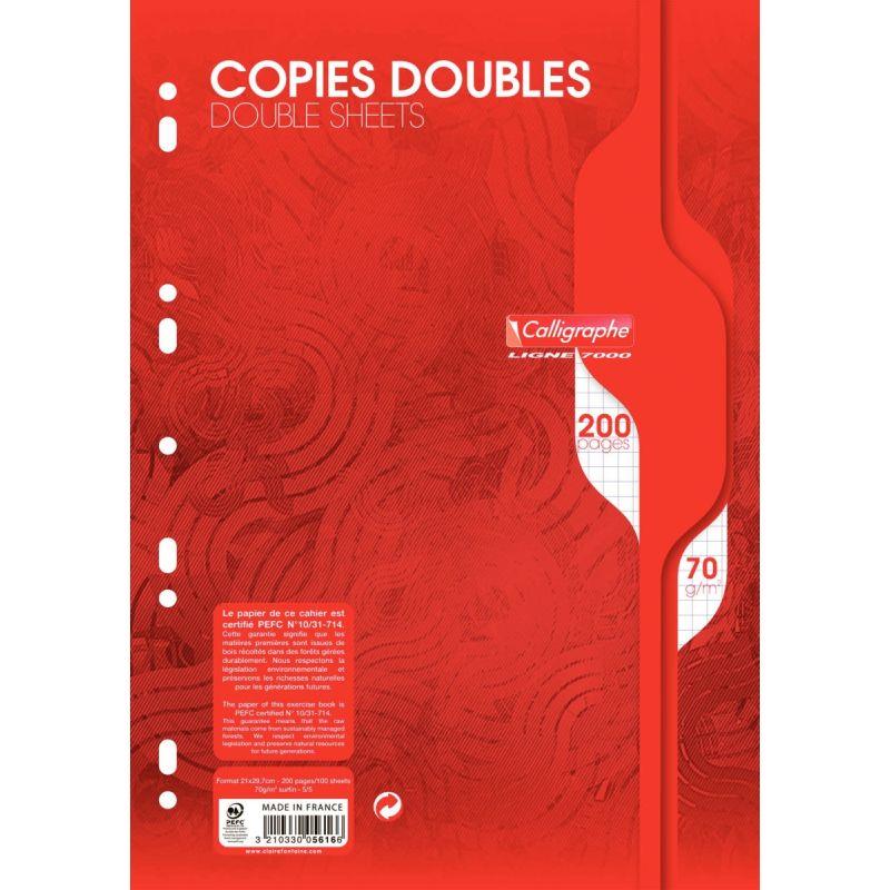 Image de  Sachet de 50 copies doubles perforées, format A4, quadrillé 5x5, papier 70g, blanc 