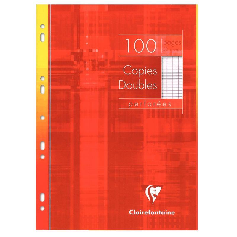 Image de  Étui de 100 copies doubles perforées CLAIREFONTAINE, format A4, seyès, papier 90g, blanc 