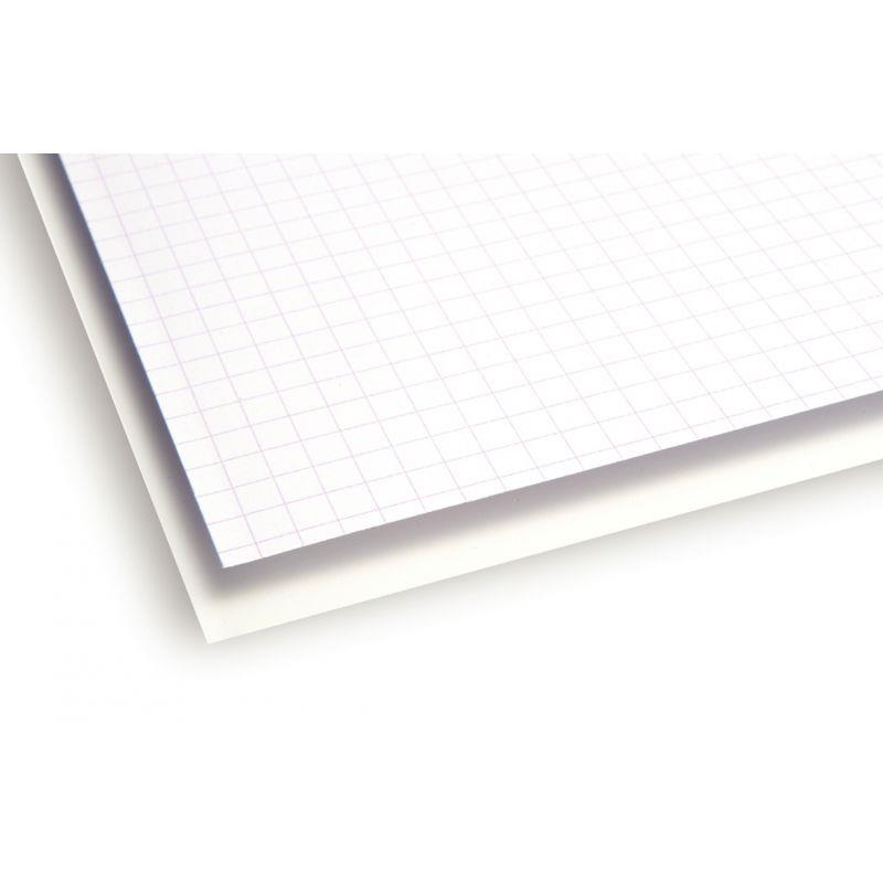 Image de  Paquet de 25 feuilles bristol 50x65 cm, 200 g quadrillé 5x5 blanc 