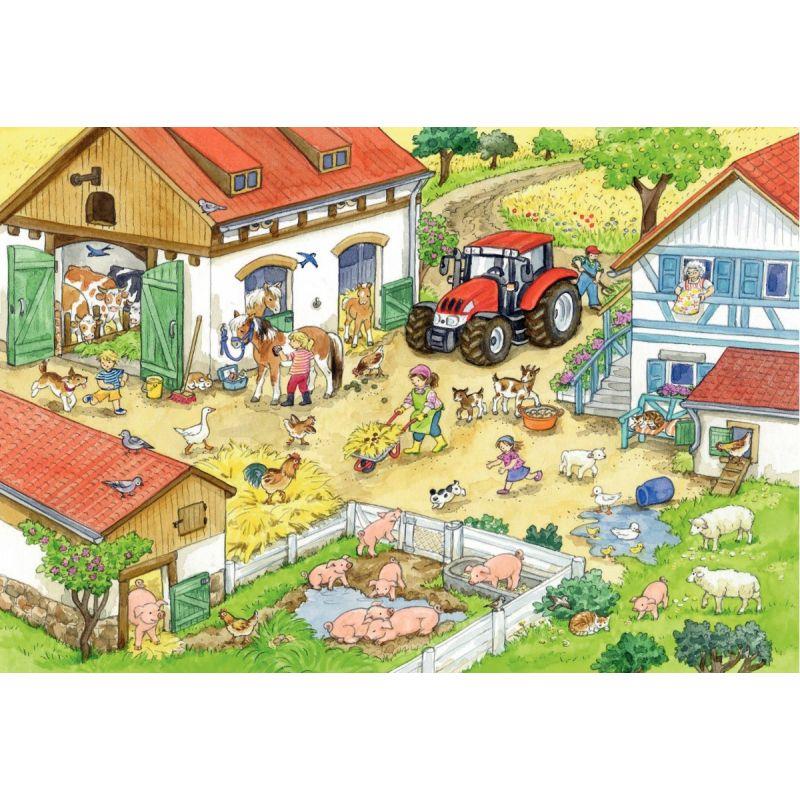 Image de  Lot de 2 puzzles en carton 24 pièces, à la ferme 