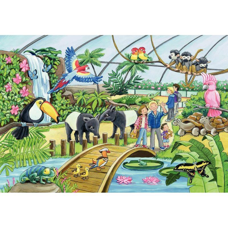 Image de  Lot de 2 puzzles en carton 24 pièces, visite au zoo 