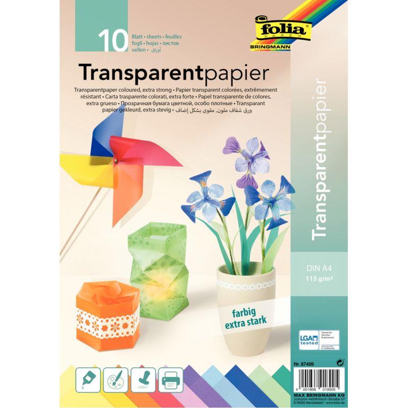 Image de  Paquet de 10 feuilles calque A4 couleurs assorties 