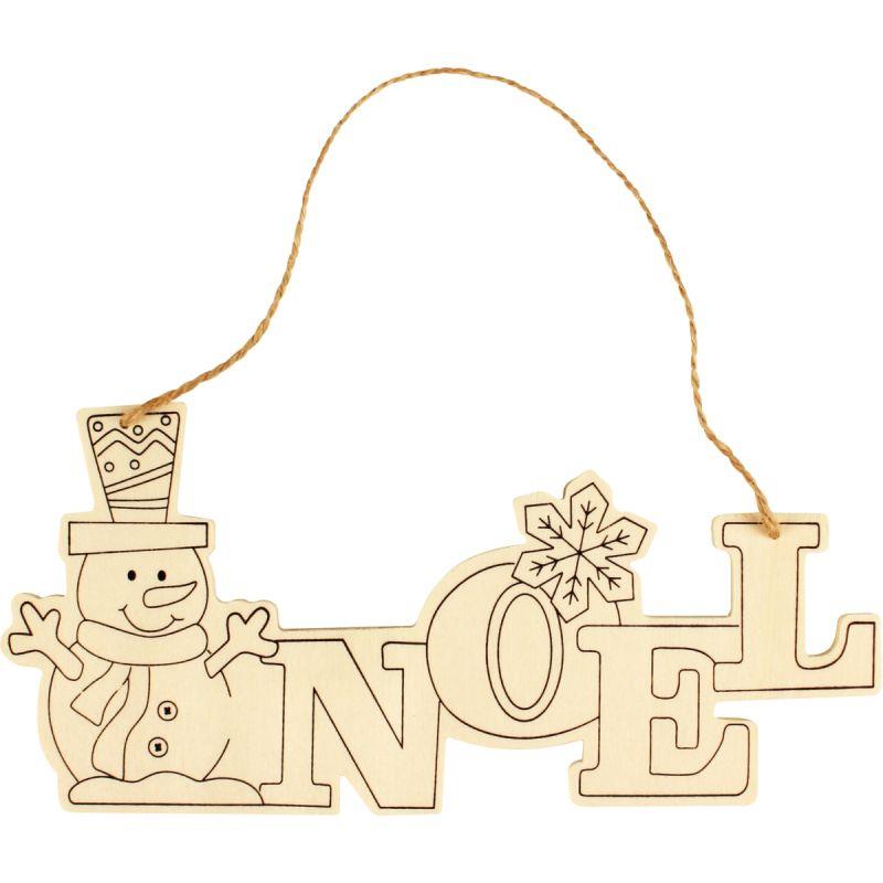Image de  Bloc Noël bonhomme de neige en bois 