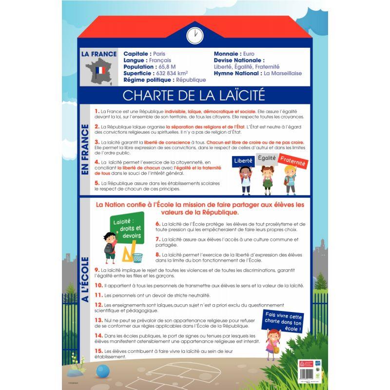 Image de  Poster en PVC 76x52cm la charte de la laïcité 