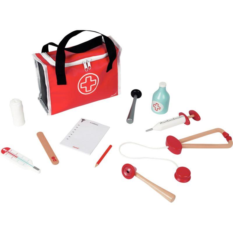 Image de  Mallette du docteur + 10 accessoires en bois 