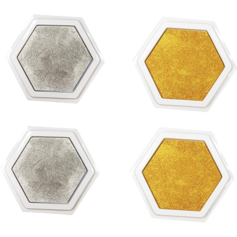 Image de  Lot de 4 encreurs D.16cm or et argent 