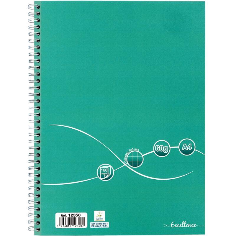 Image de  Cahier à reliure intégrale 160 pages EXCELLENCE, format A4, quadrillé 5x5, papier 60g 