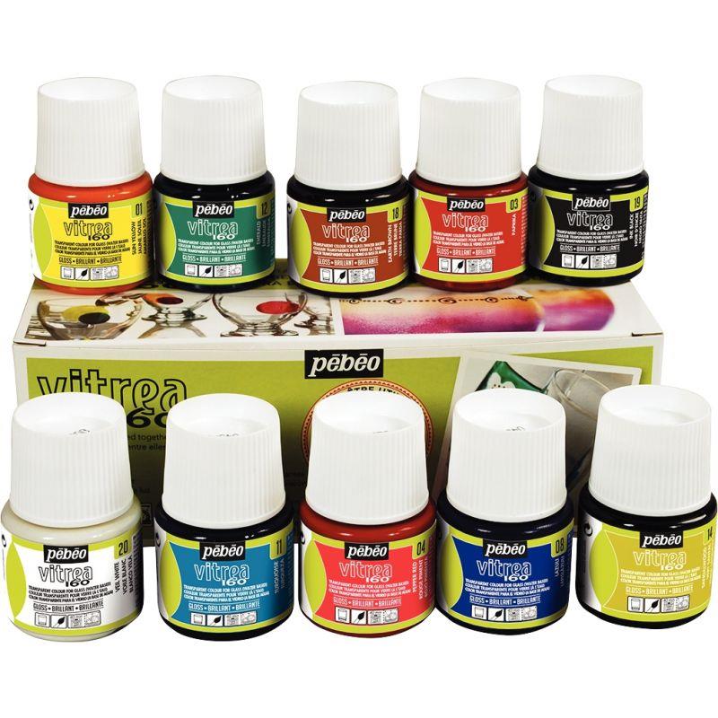 Image de  Boite de 10 flacons 45ml de peinture VITREA 160 