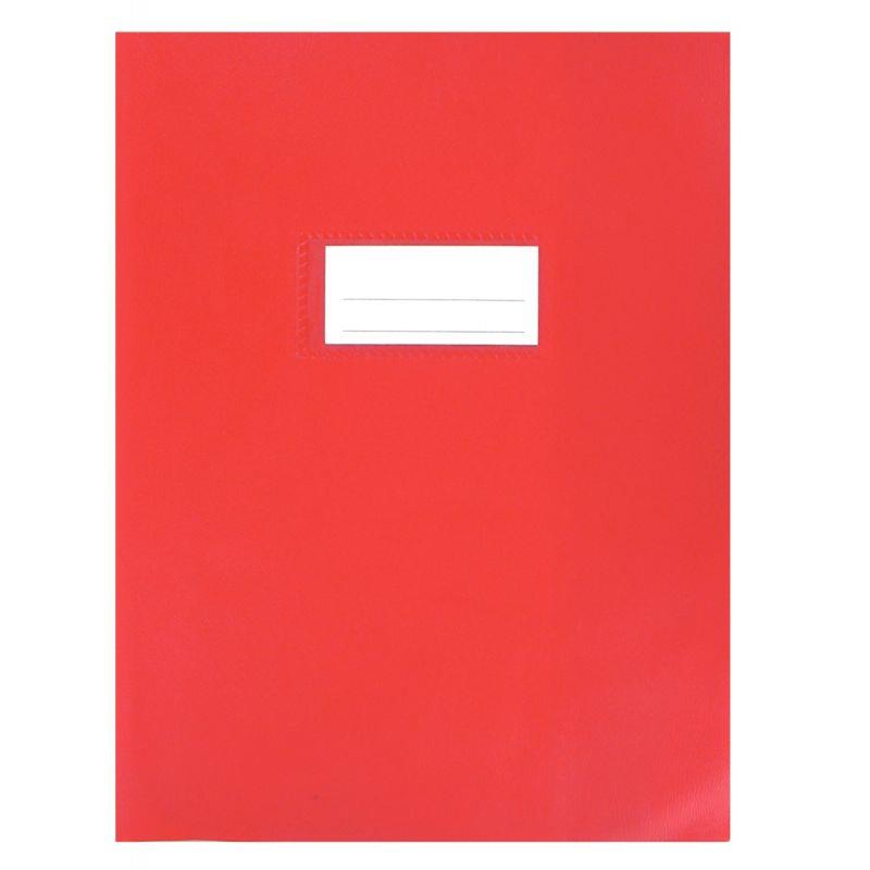 Image de  Paquet de 10 protège-cahiers luxe opaque avec rabats épaisseur 22/100ème 17x22 cm PVC cristal rouge 