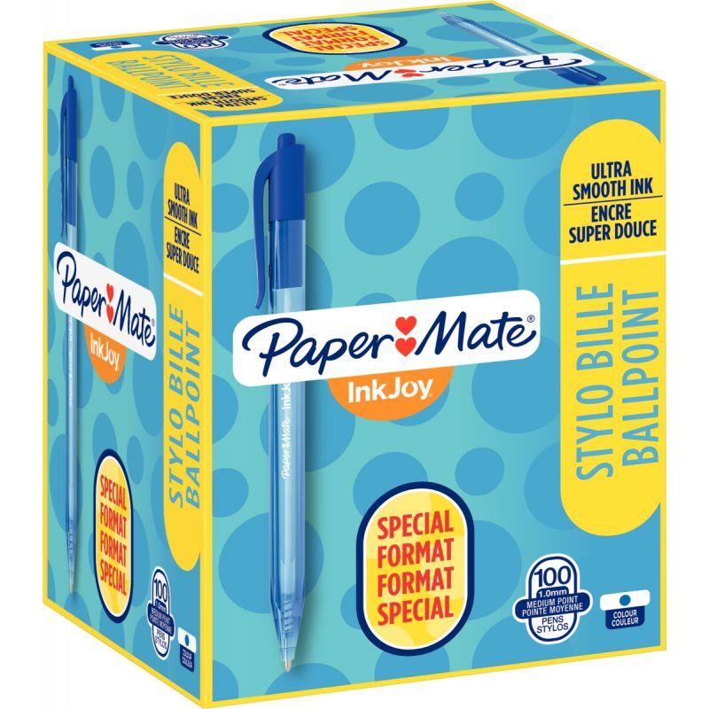 Image de  Boîte de 100 stylos Inkjoy 100 rétractable bleus dont 20 gratuits 