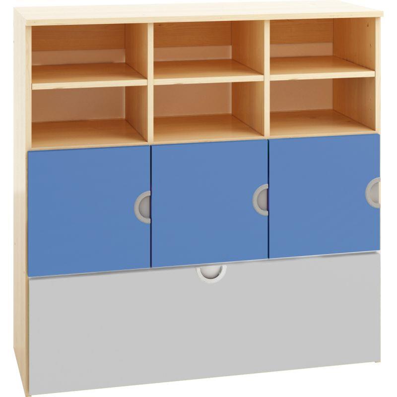 Image de  Etagère 6 cases + 3 portes + 1 bac 