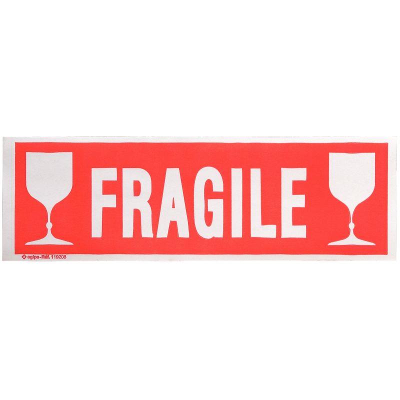 Image de  Sac de 100 étiquettes adhésives fragile 190x60mm 