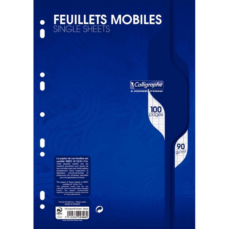 Image de  Sachet de 50 feuillets mobiles, format A4, seyès, papier 90g, blanc 