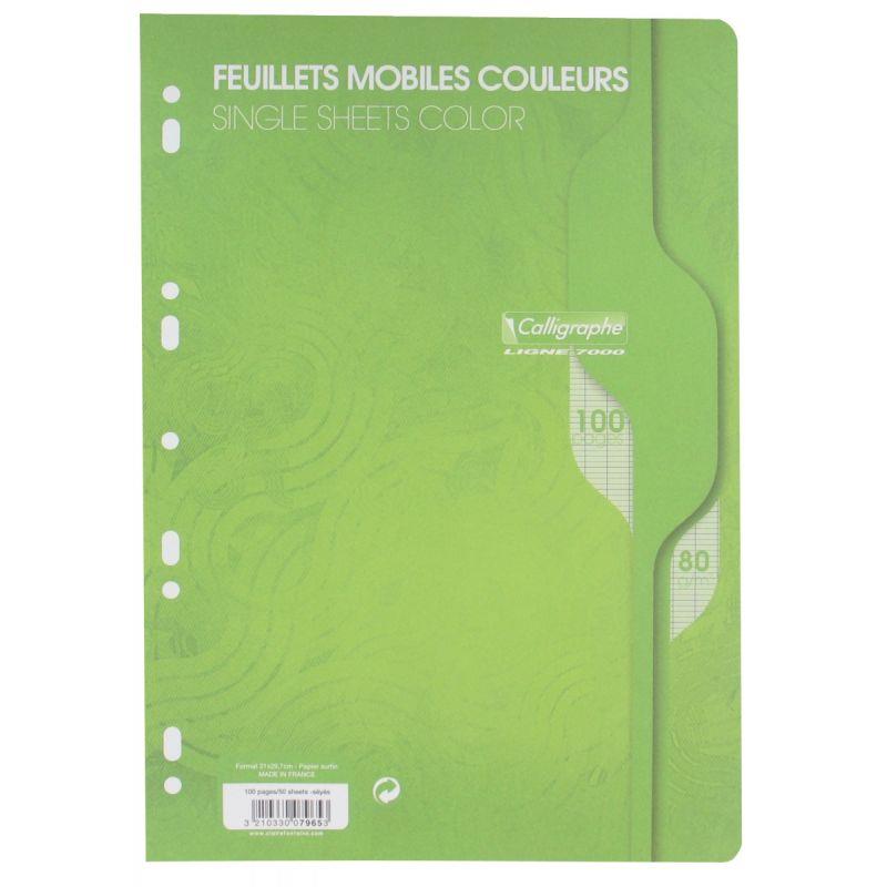 Image de  Sachet de 50 feuillets mobiles, format A4, seyès, papier 80g, vert 