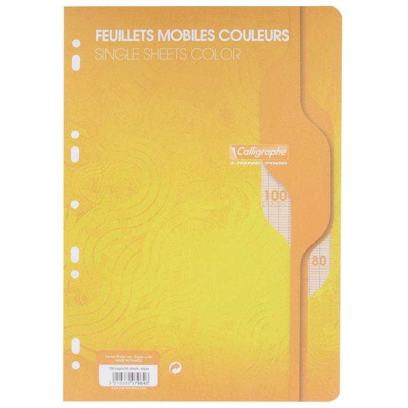 Image de  Sachet de 50 feuillets mobiles, format A4, seyès, papier 80g, jaune 