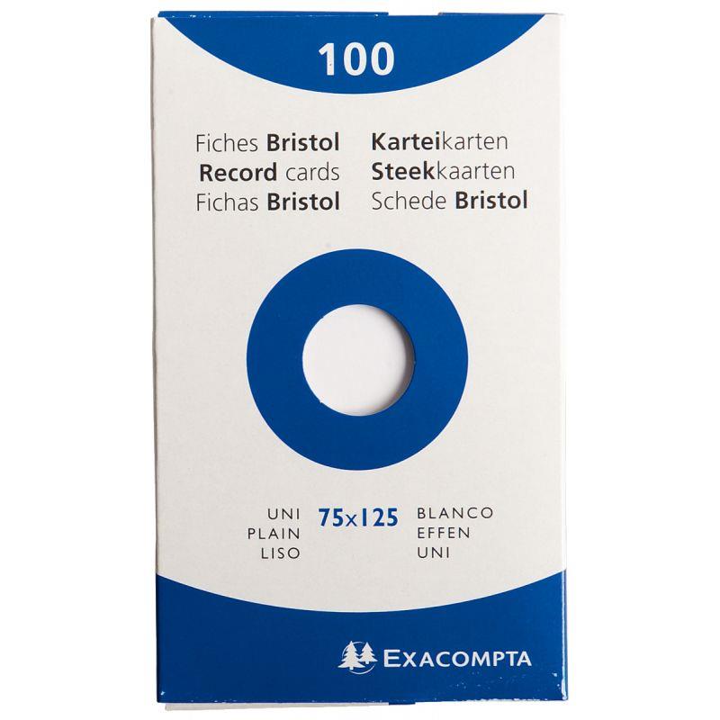 Image de  Boîte de 100 fiches bristol non perforées carte forte 205 g uni blanc  format 7,5 x 12,5 cm 