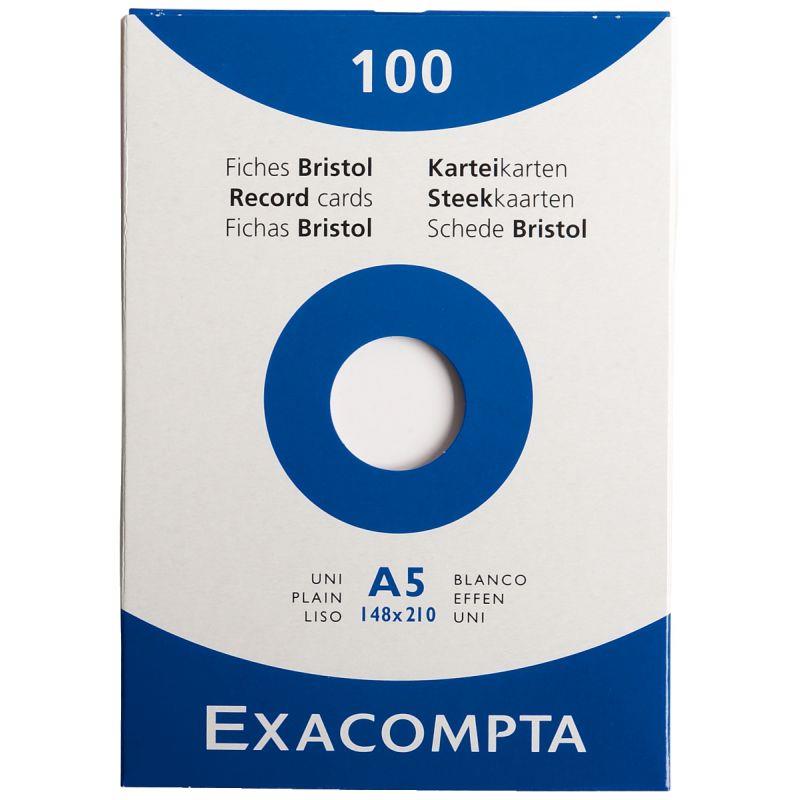 Image de  Boîte de 100 fiches bristol non perforées carte forte 205 g uni blanc format 14,8 x 21 cm 