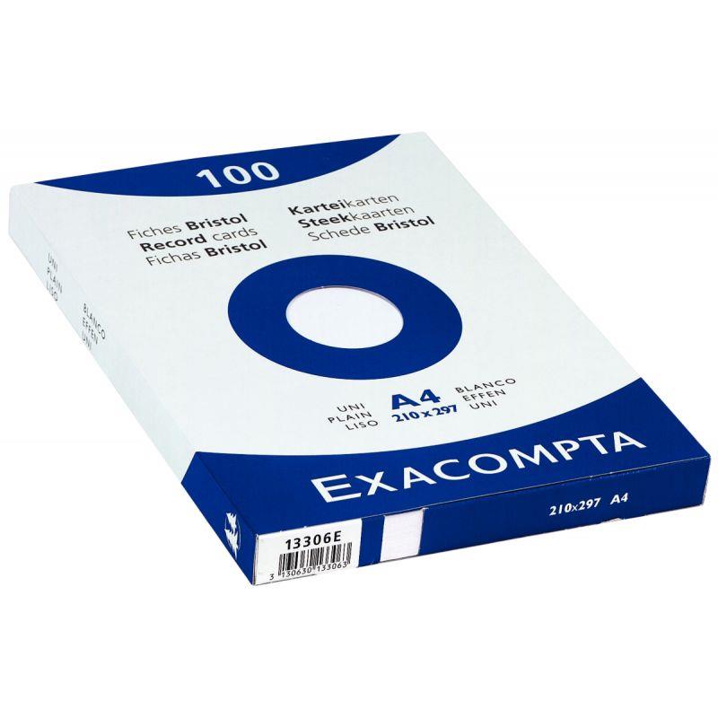 Image de  Boîte de 100 fiches bristol non perforées carte forte 205 g uni blanc format 21 x 29,7 cm 