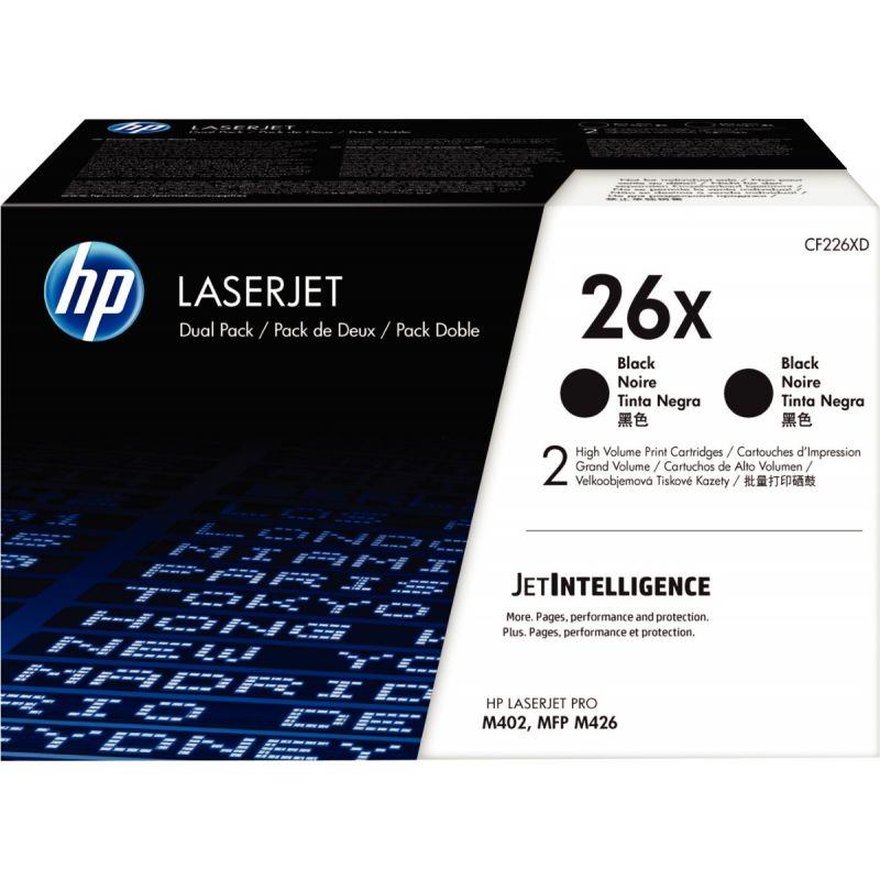 Image de  HP 26X pack de 2 toners noirs grande capacité authentiques (CF226XD) 