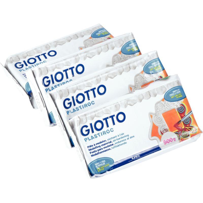 Image de  Pack de 4 pains de 500 grammes de pâte à modeler autodurcissante Plastiroc coloris blanc 