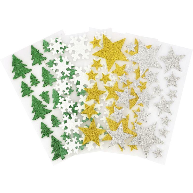 Image de  Lot de 80 décorations pailletées adhésives thème Noël 