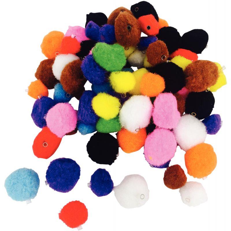Image de  Sachet de 100 pompons à trou assortis 