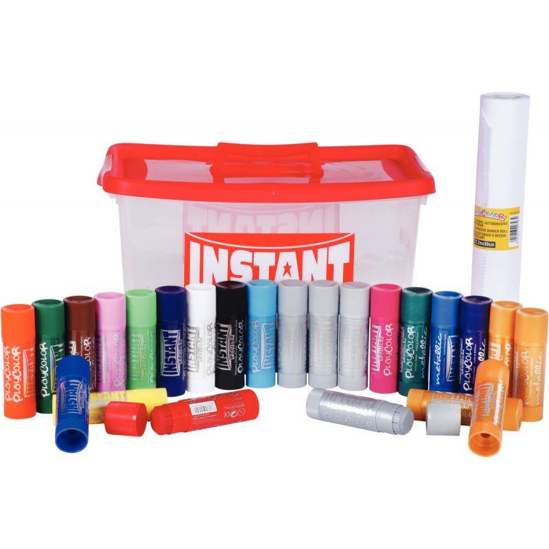 Image de  Kit de 24 sticks PLAYCOLOR 40g assortis + 1 rouleau de papier adhésif 