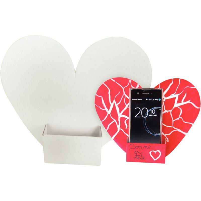 Image de  Lot de 10 porte-téléphone coeur en carton blanc 