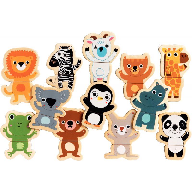 Image de  Lot de 12 puzzles magnétiques, les animaux du zoo 