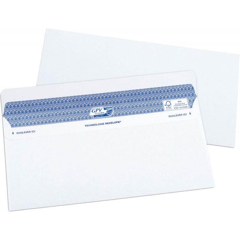 Image de  Boite de 100 enveloppes blanches 112x225mm 90g bande siliconée Secure 