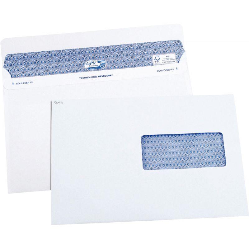 Image de  Boite de 100 enveloppes blanches 162x229mm 90g autocollante fenêtre 45x100mm 