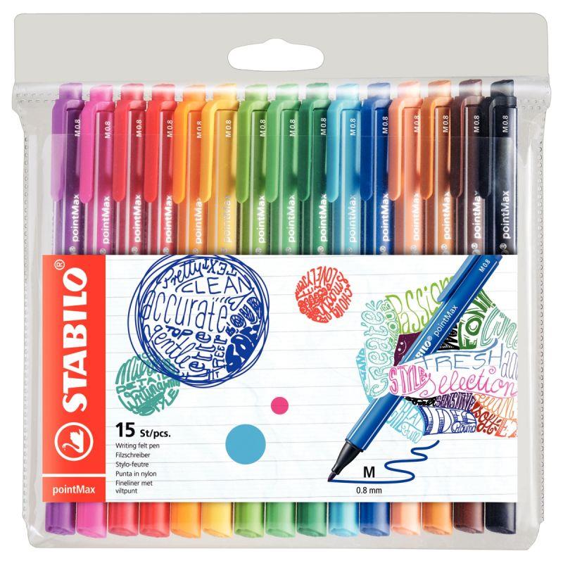 Image de  Pochette de 15 feutres Pointmax assortis 