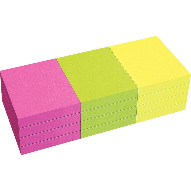 Image de  Lot de 12 blocs de notes repositionnables de 80 feuilles 40 x 50 mm couleurs vives assorties 