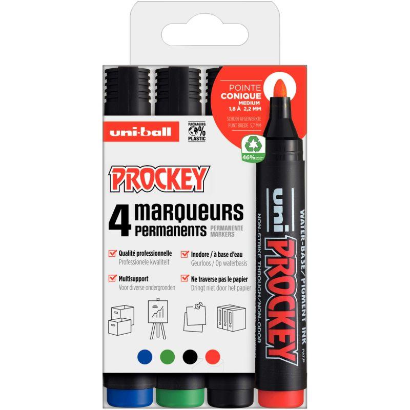 Image de  Boîte de 4 marqueurs Prockey pointe moyenne ogive assortis 