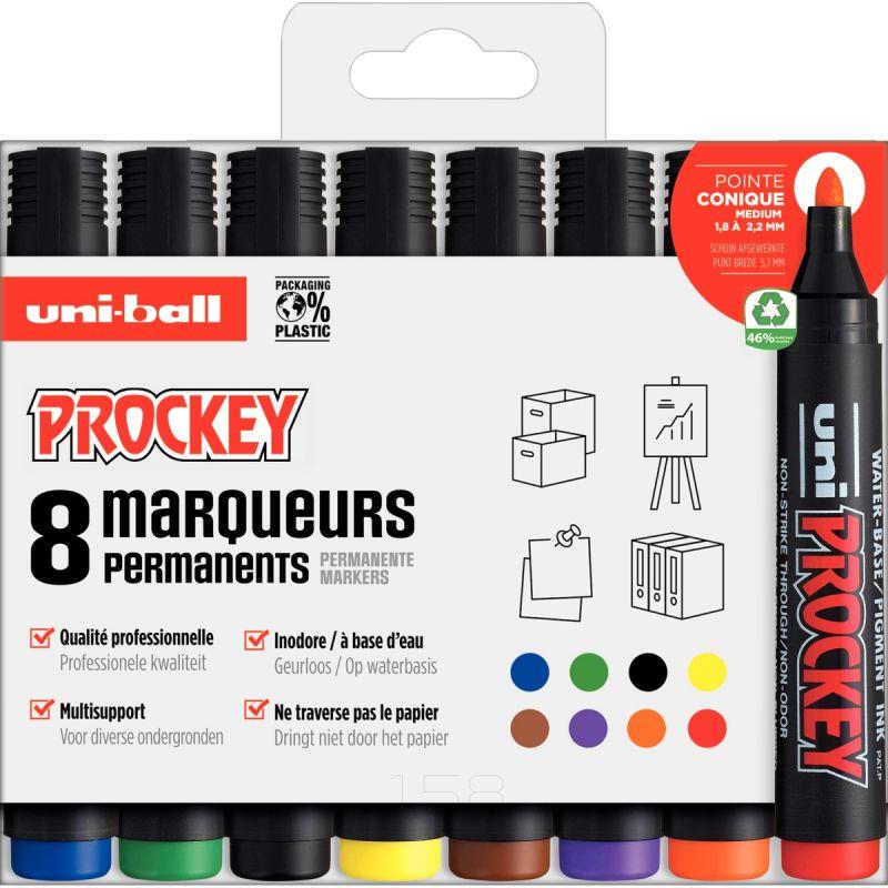 Image de  Boîte de 8 marqueurs Prockey pointe moyenne ogive assortis 
