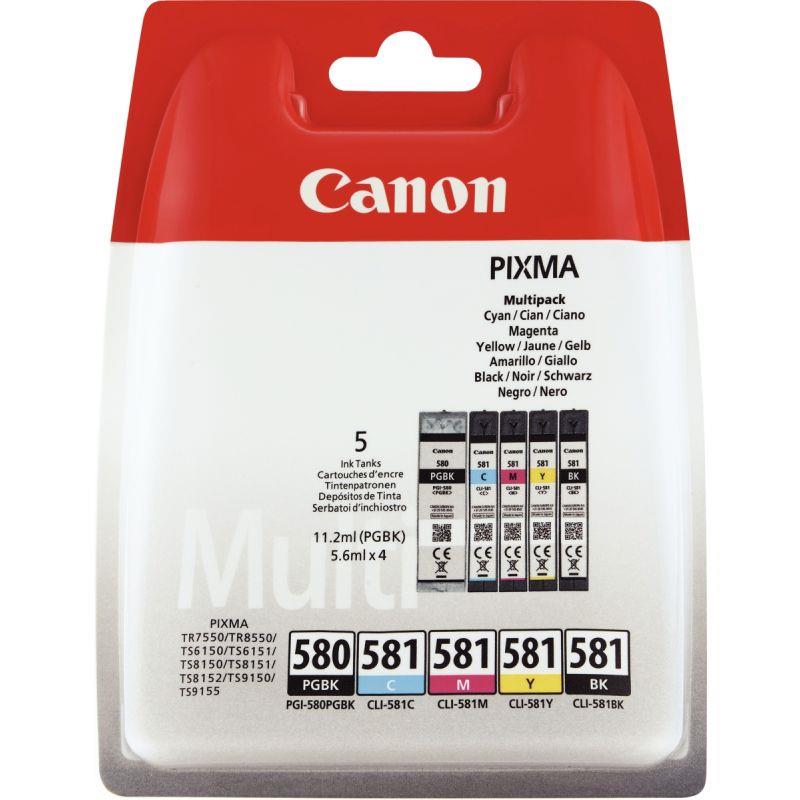 Image de  Canon 580 / 581 lot 5 cartouches encre noir photo, NCMJ authentique PGI580PGBK / CLI581BKCMJ 