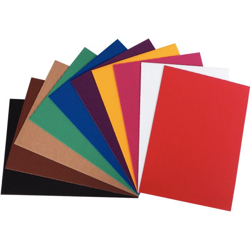 Image de  Paquet de 10 feuilles de carton ondulé coloris assortis format 25 x 35 cm 
