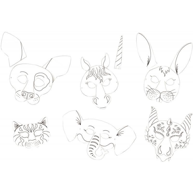 Image de  Lot de 6 masques en carton forme animaux 