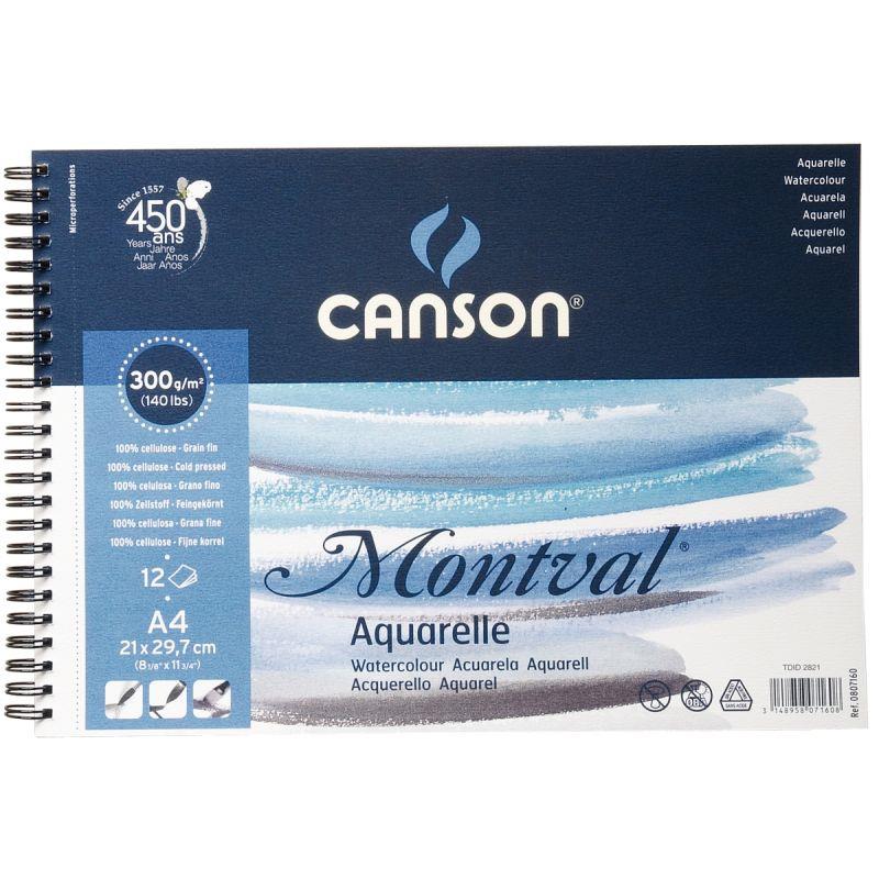 Image de  Album de 12 feuilles papier aquarelle Montval format 21x29,7 cm, 300 g 