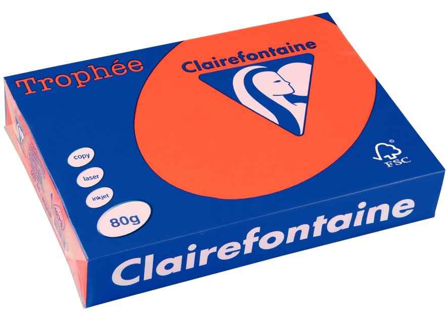 Image de  Ramette de 500 feuilles de papier  80g. Format A4 (21 x 29.7 cm). Rouge cardinal 