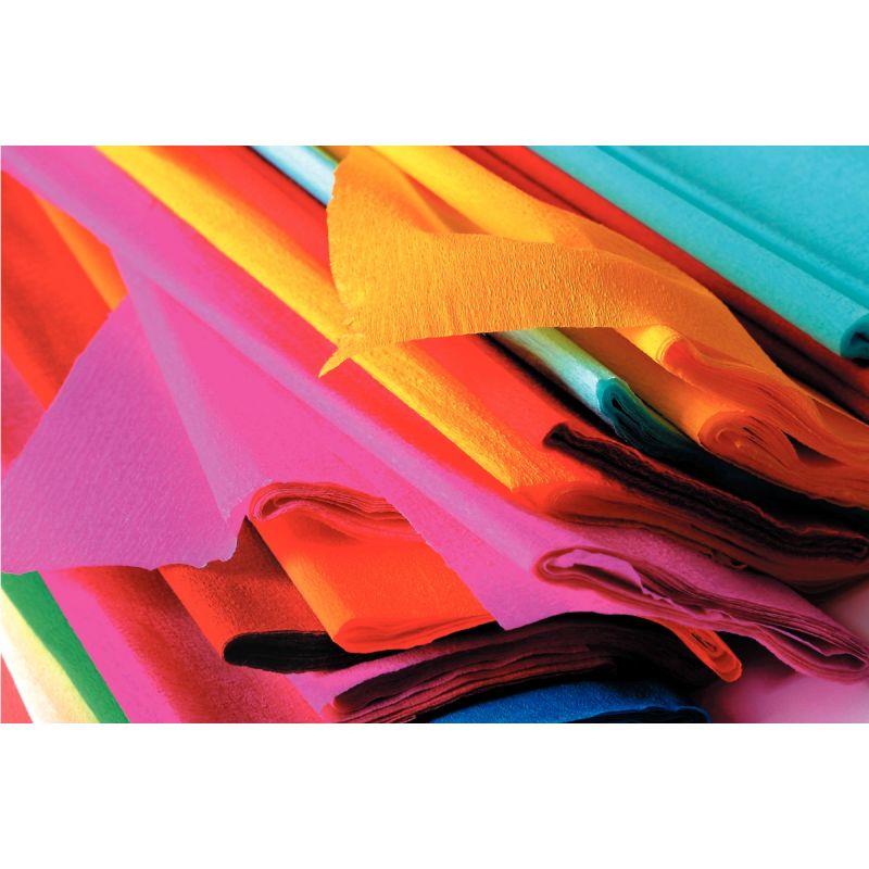 Image de  Paquet de 10 feuilles de crépon supérieur format 250 x 50 cm couleurs assorties 