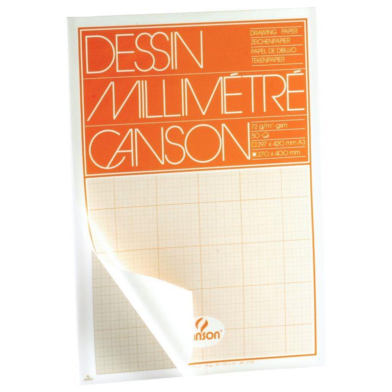 Image de  Bloc de 50 feuilles de papier millimétré format 29,7x42cm bistre 