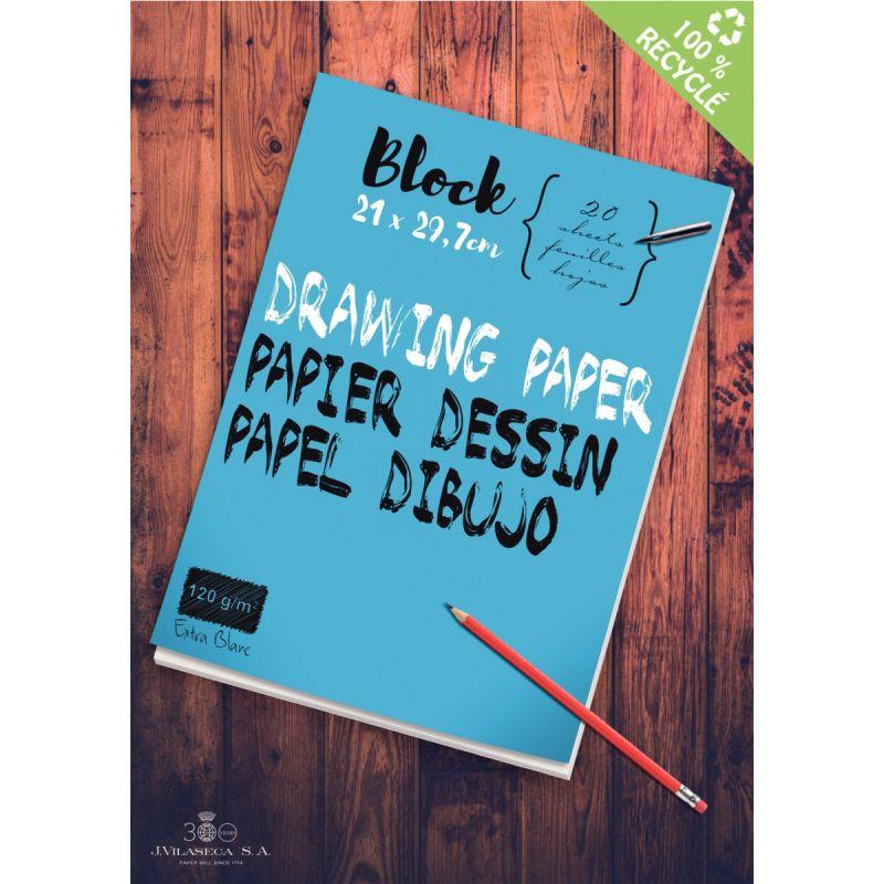 Image de  Bloc de 40 pages à dessin 120g format A4 uni 