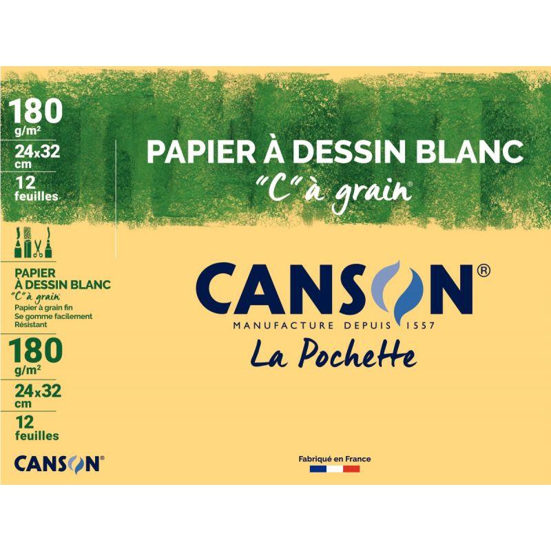 Image de  Pochette de 12 feuilles à dessin C à grain 180g 24x32cm 