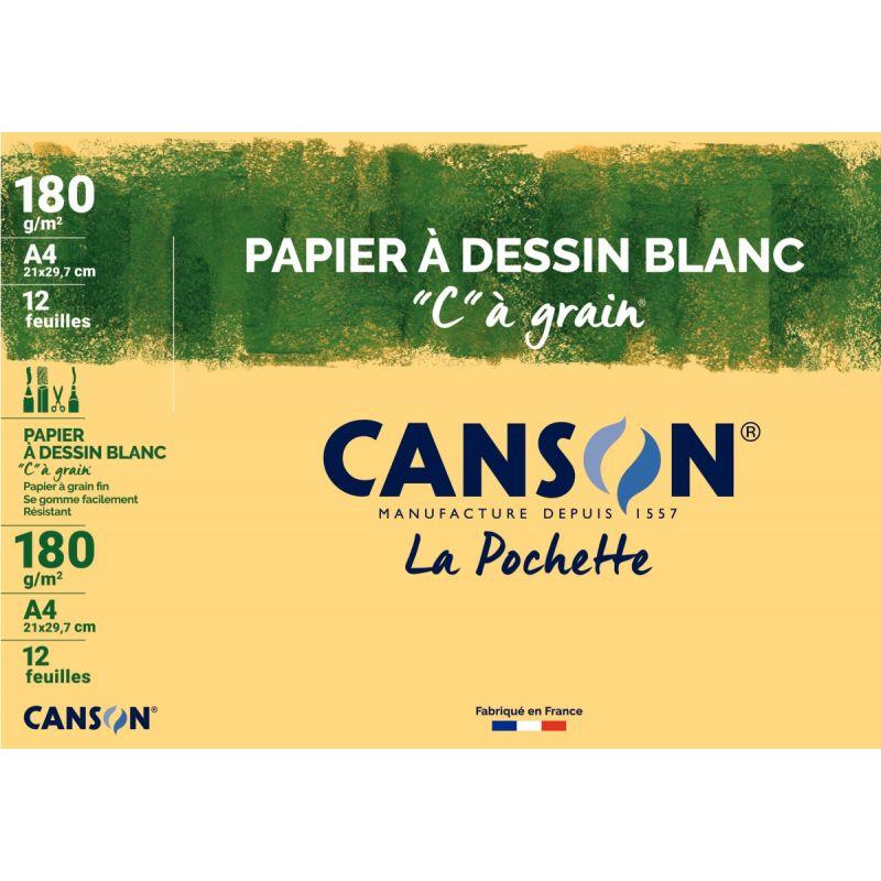 Image de  Pochette de 12 feuilles à dessin C à grain 180g format A4 