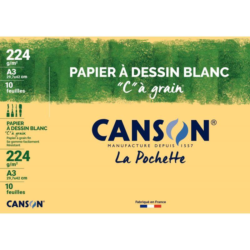 Image de  Pochette de 10 feuilles à dessin C à grain 224g 29,7x42cm 