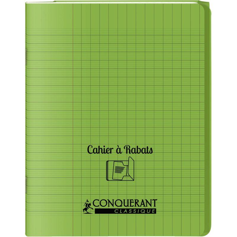 Image de  Piqûre 96 pages avec 2 rabats, format 17x22 cm, seyès 90g, couverture polypropylène vert 