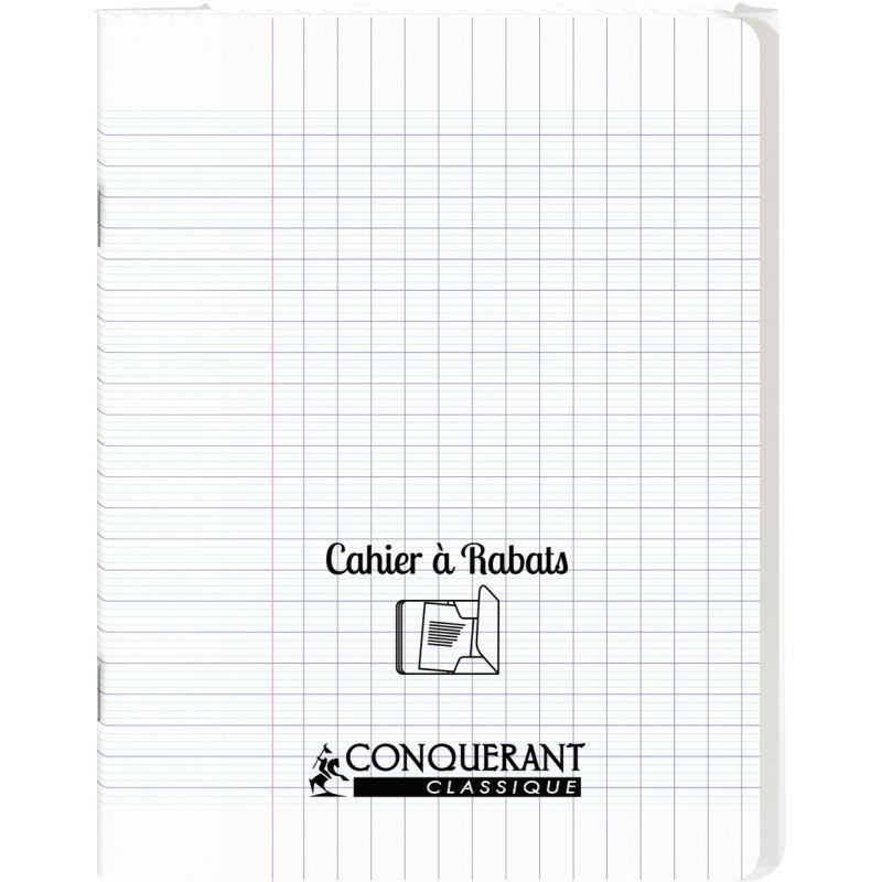 Image de  Piqûre 96 pages avec 2 rabats, format 17x22 cm, seyès 90g, couverture polypropylène incolore 